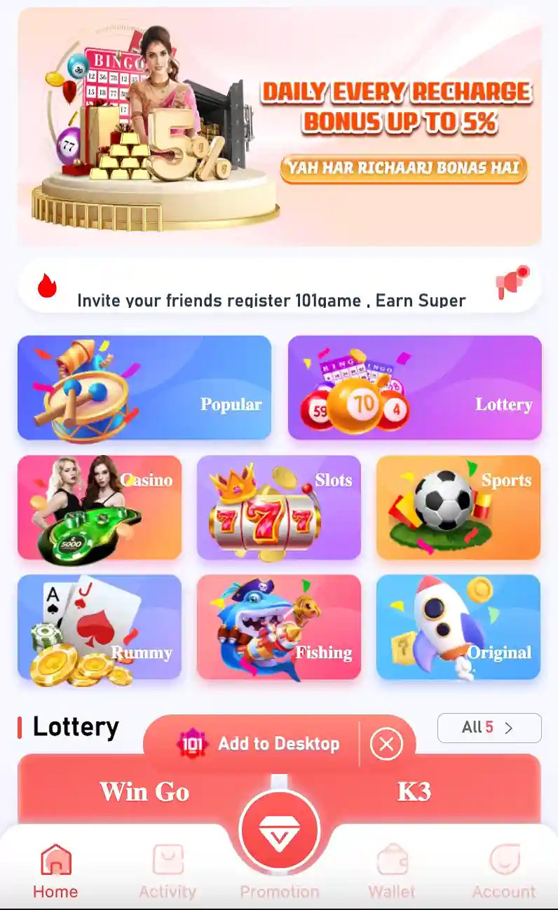 Mobile casino app interface